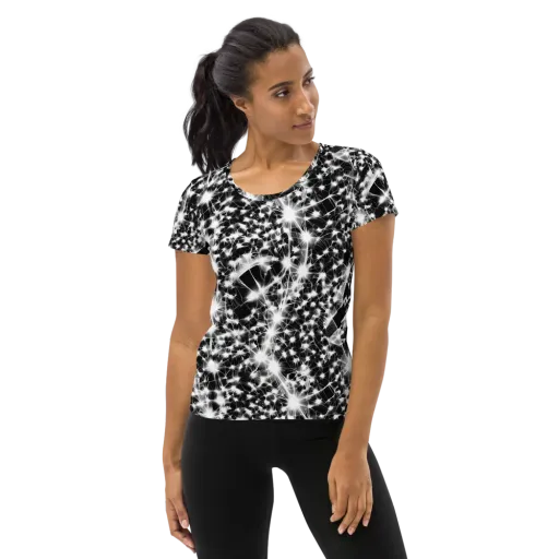 Midnight Dandelion on a Women's Athletic T-Shirt