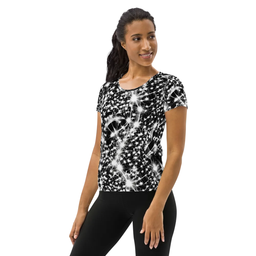 Midnight Dandelion on Women's Athletic T-Shirt — Left