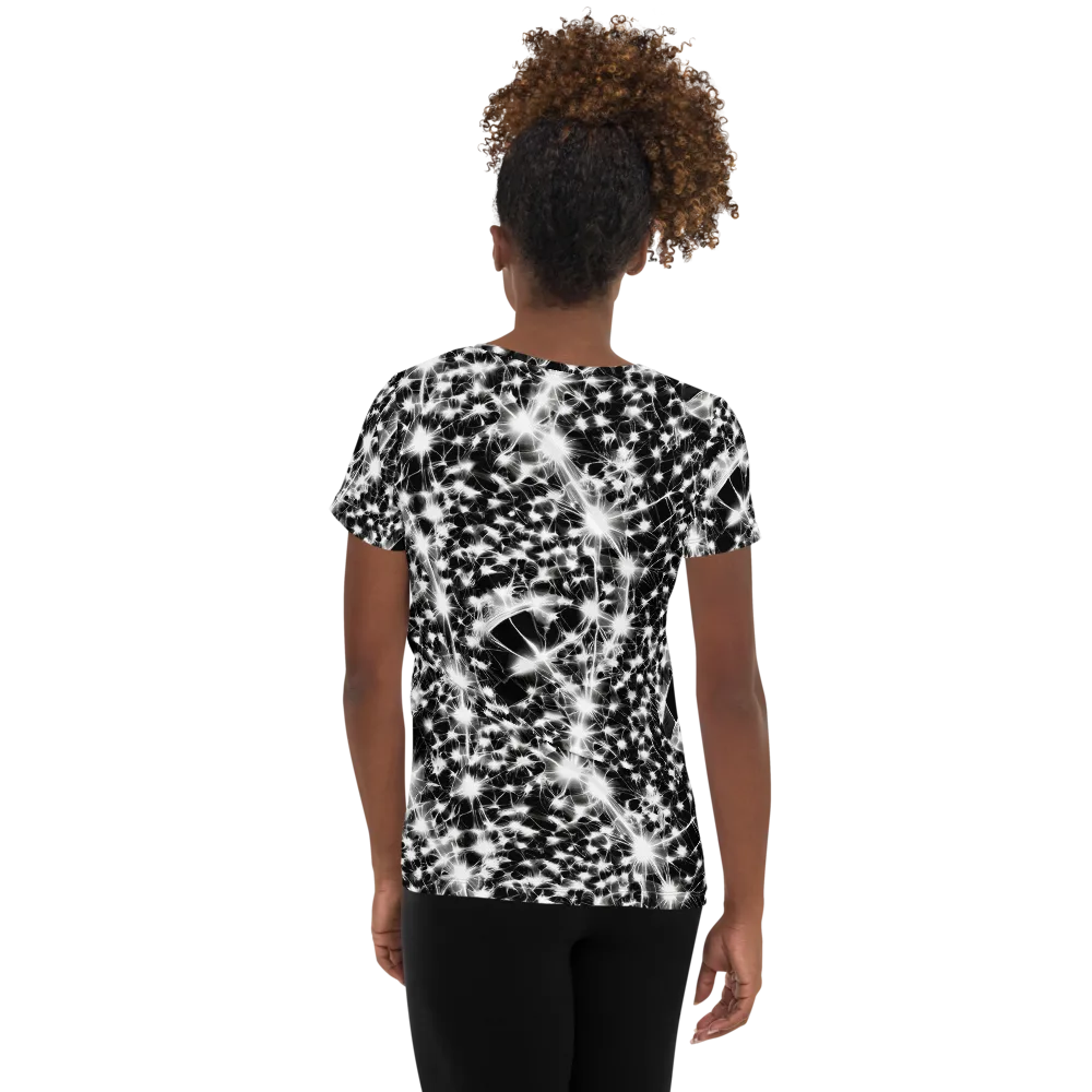 Midnight Dandelion on Women's Athletic T-Shirt — Back