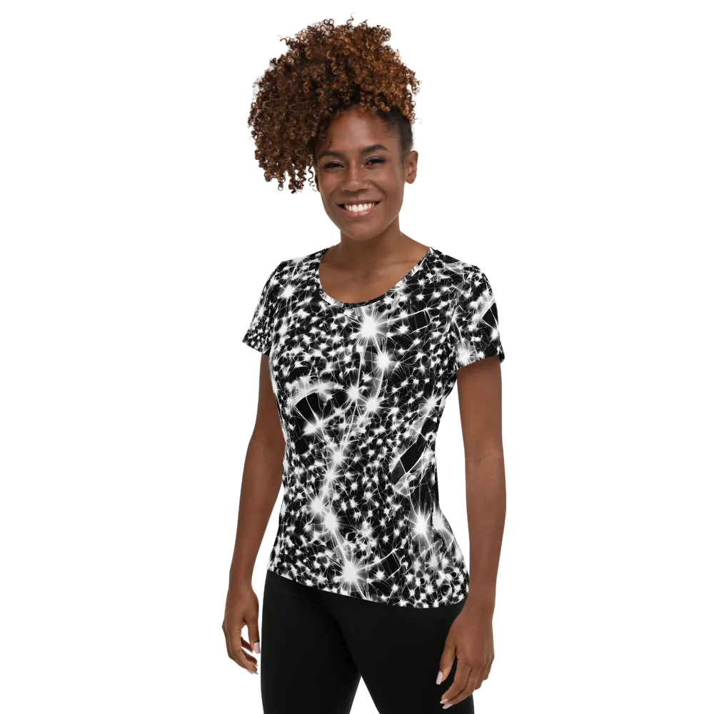 Midnight Dandelion on Women's Athletic T-Shirt — Left