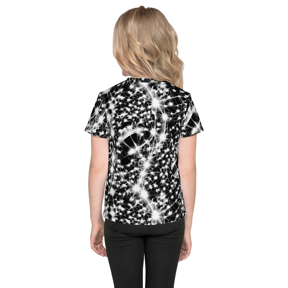 Midnight Dandelion on Kids Crew Neck T-Shirt — Back