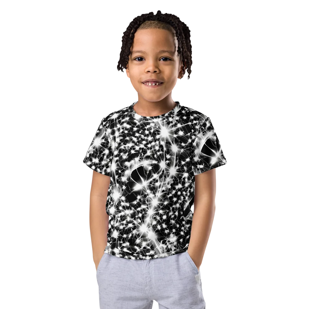 Midnight Dandelion on Kids Crew Neck T-Shirt — Front