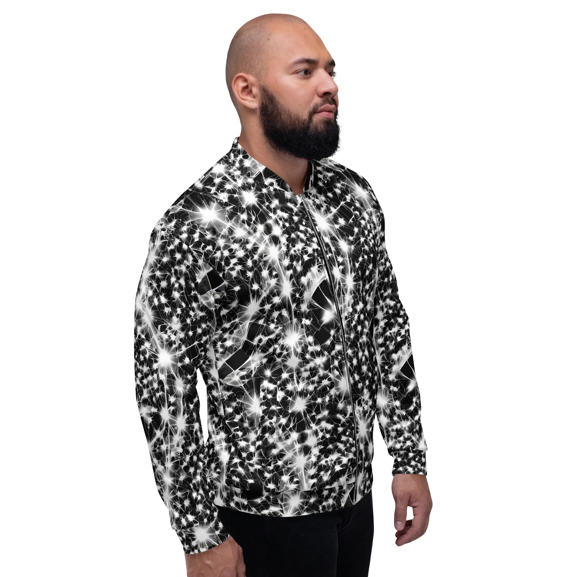 Midnight Dandelion on Bomber Jacket — Right
