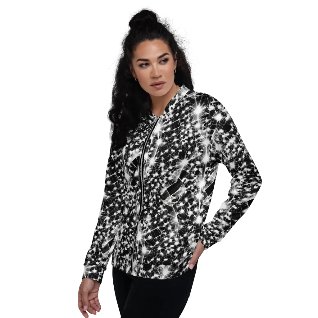 Midnight Dandelion on Bomber Jacket — Left