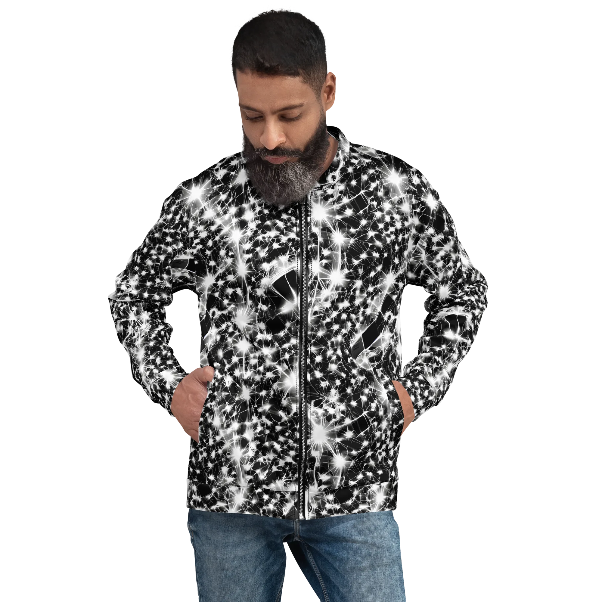 Midnight Dandelion on Bomber Jacket — Front