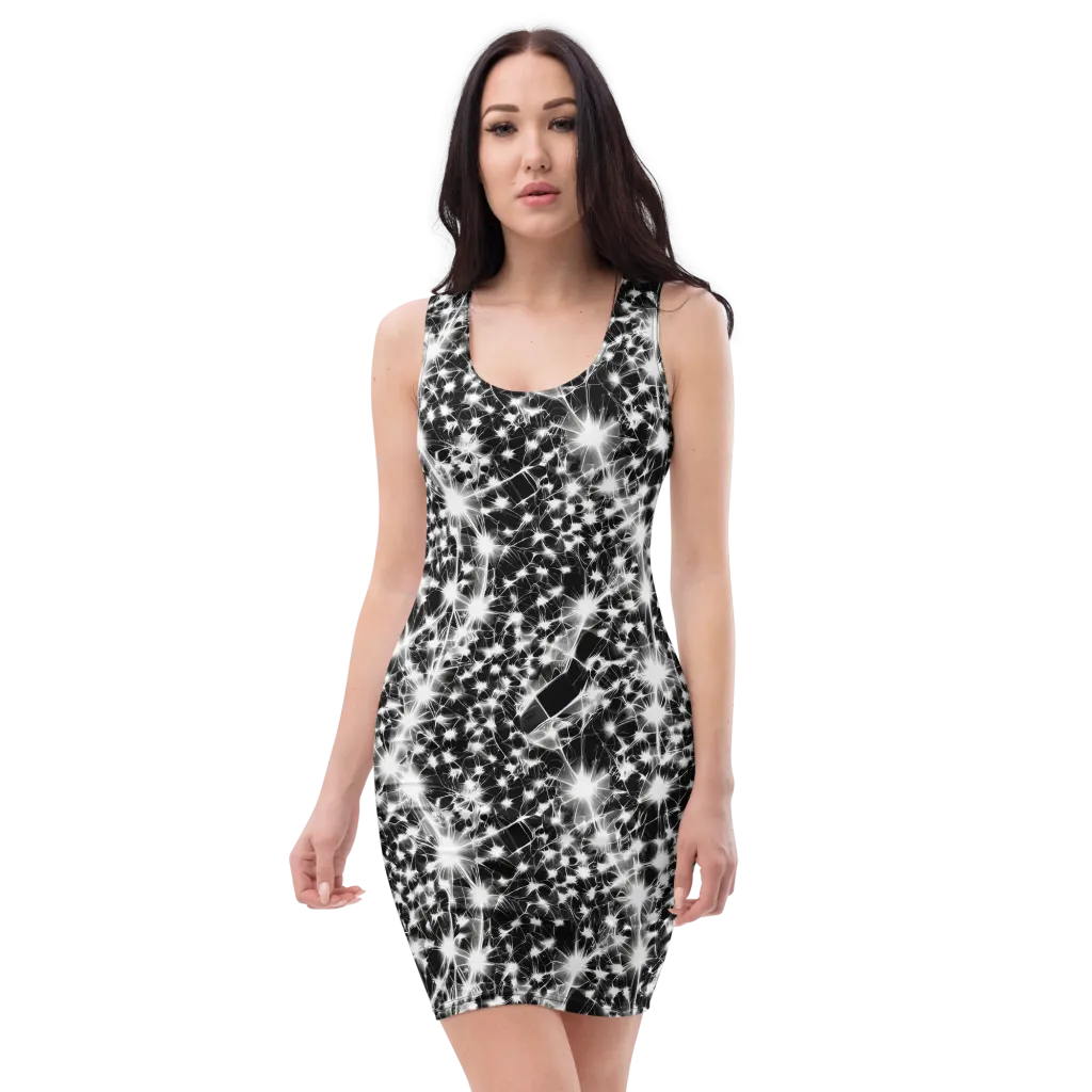 Midnight Dandelion on Bodycon Dress — Front