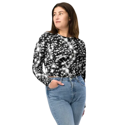 Midnight Dandelion on a Long Sleeve Crop Top