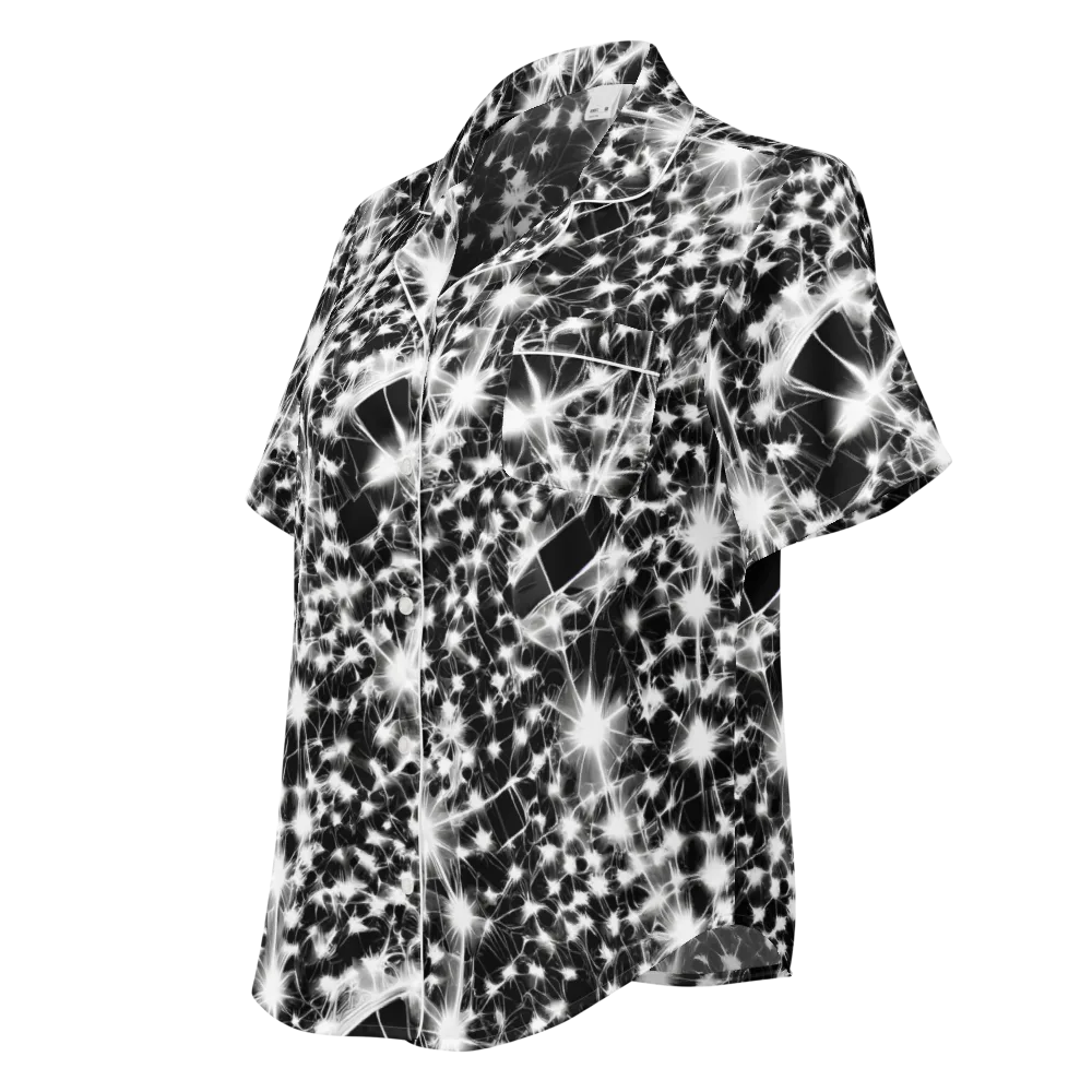 Midnight Dandelion on Women's Short Sleeve Pajama Top — Left Front