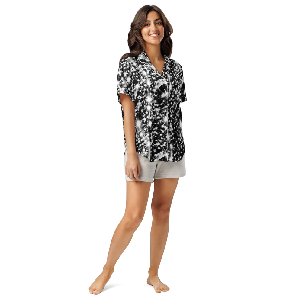 Midnight Dandelion on Women's Short Sleeve Pajama Top — Front