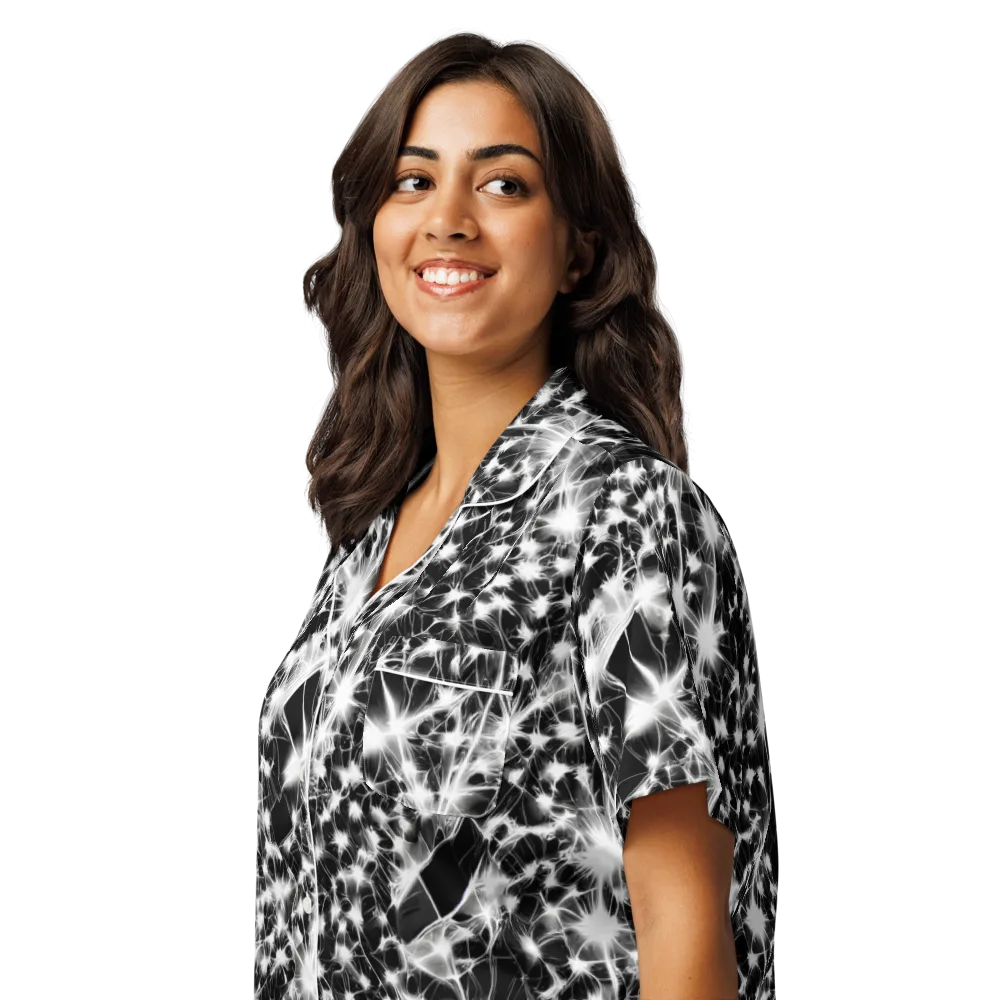 Midnight Dandelion on Women's Short Sleeve Pajama Top — Left Front