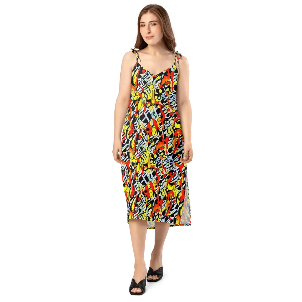 Citrus Noir on Slip Dress — Front