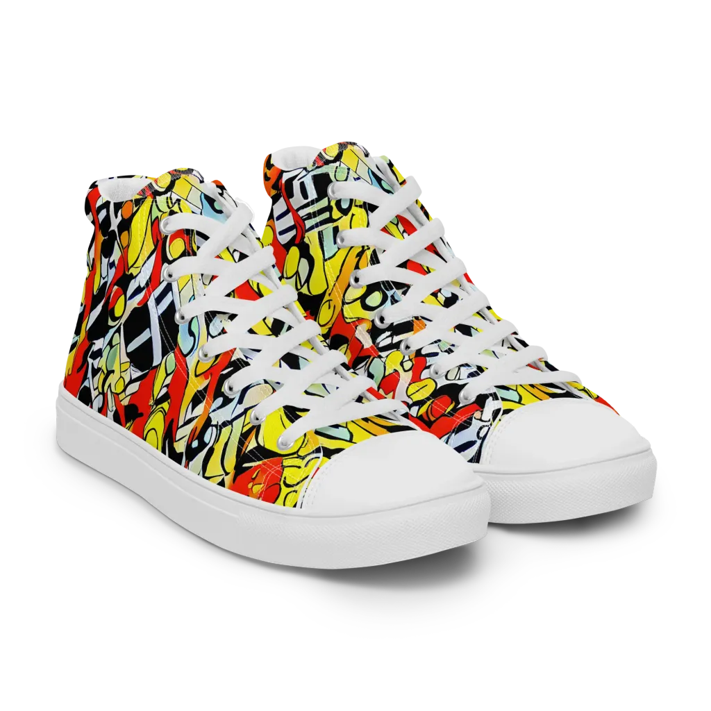 Citrus Noir on Men's High Top Canvas Shoes — Right Front