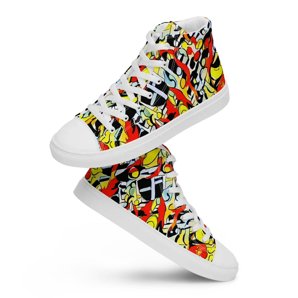 Citrus Noir on Men's High Top Canvas Shoes — Front