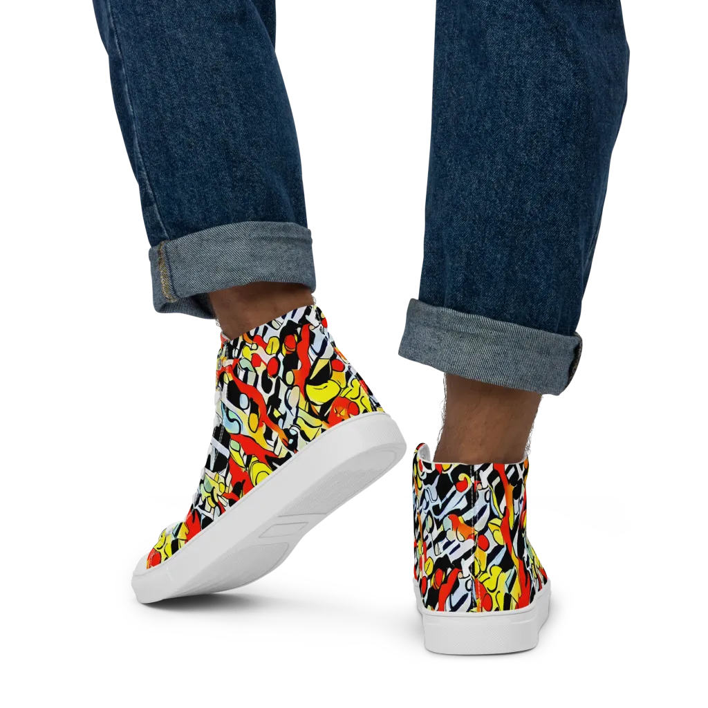 Citrus Noir on Men's High Top Canvas Shoes — Back