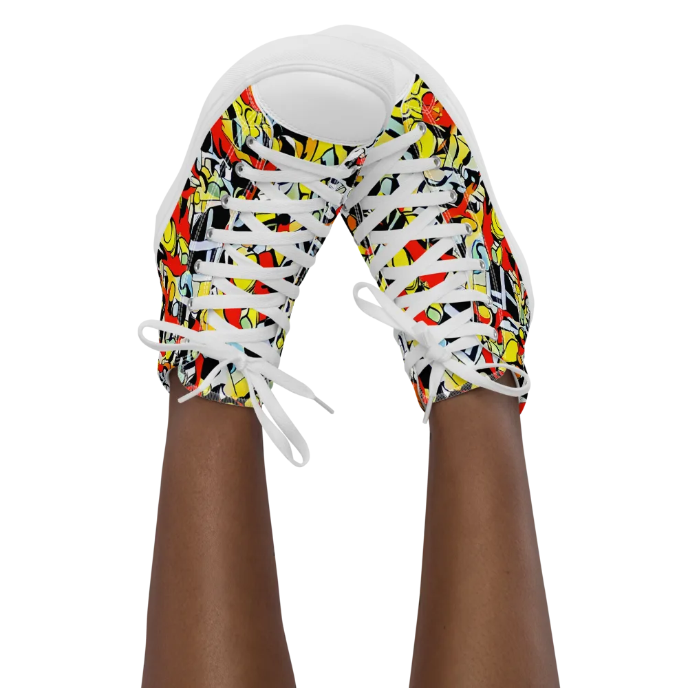 Citrus Noir on Women's High Top Canvas Shoes — Front