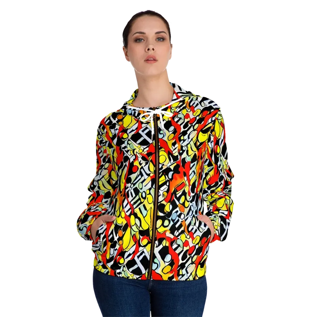 Citrus Noir on Women's Full-Zip Hoodie — Front On Person