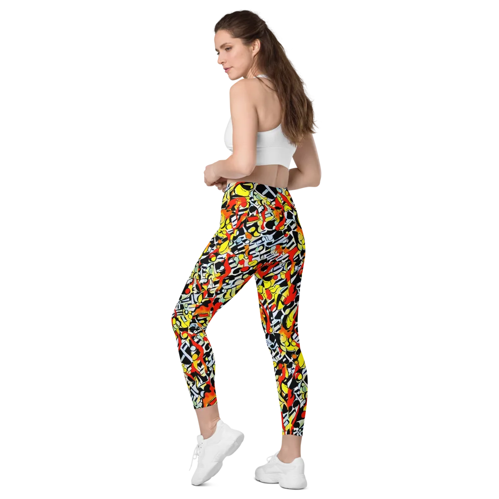 Citrus Noir on Leggings with Pockets — Left Back