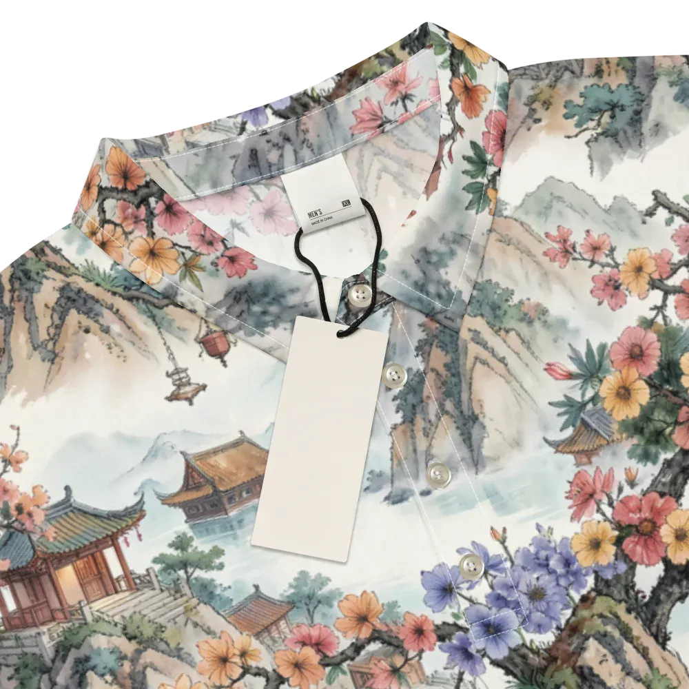 Jade Mountain Blossom on Men's Slim Fit Polo Shirt — Product details