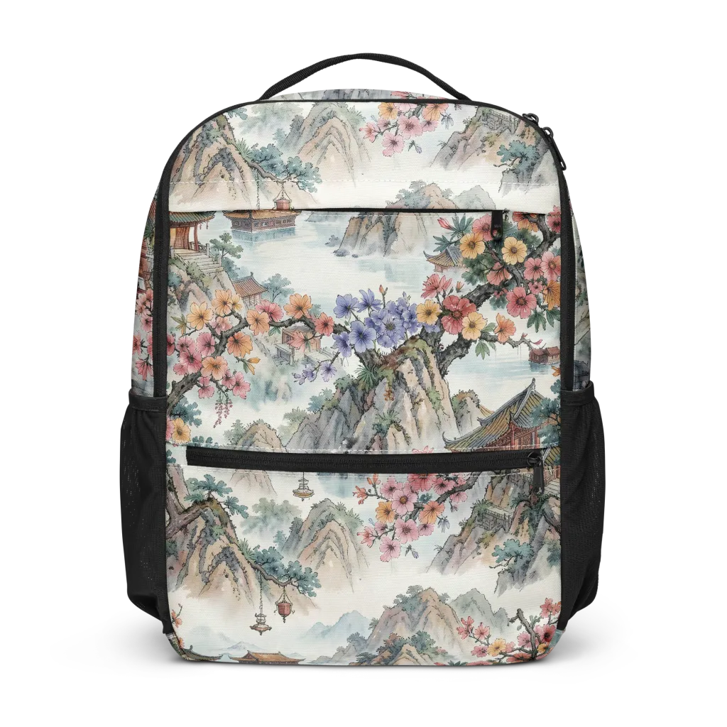 Jade Mountain Blossom on Utility Backpack — Front