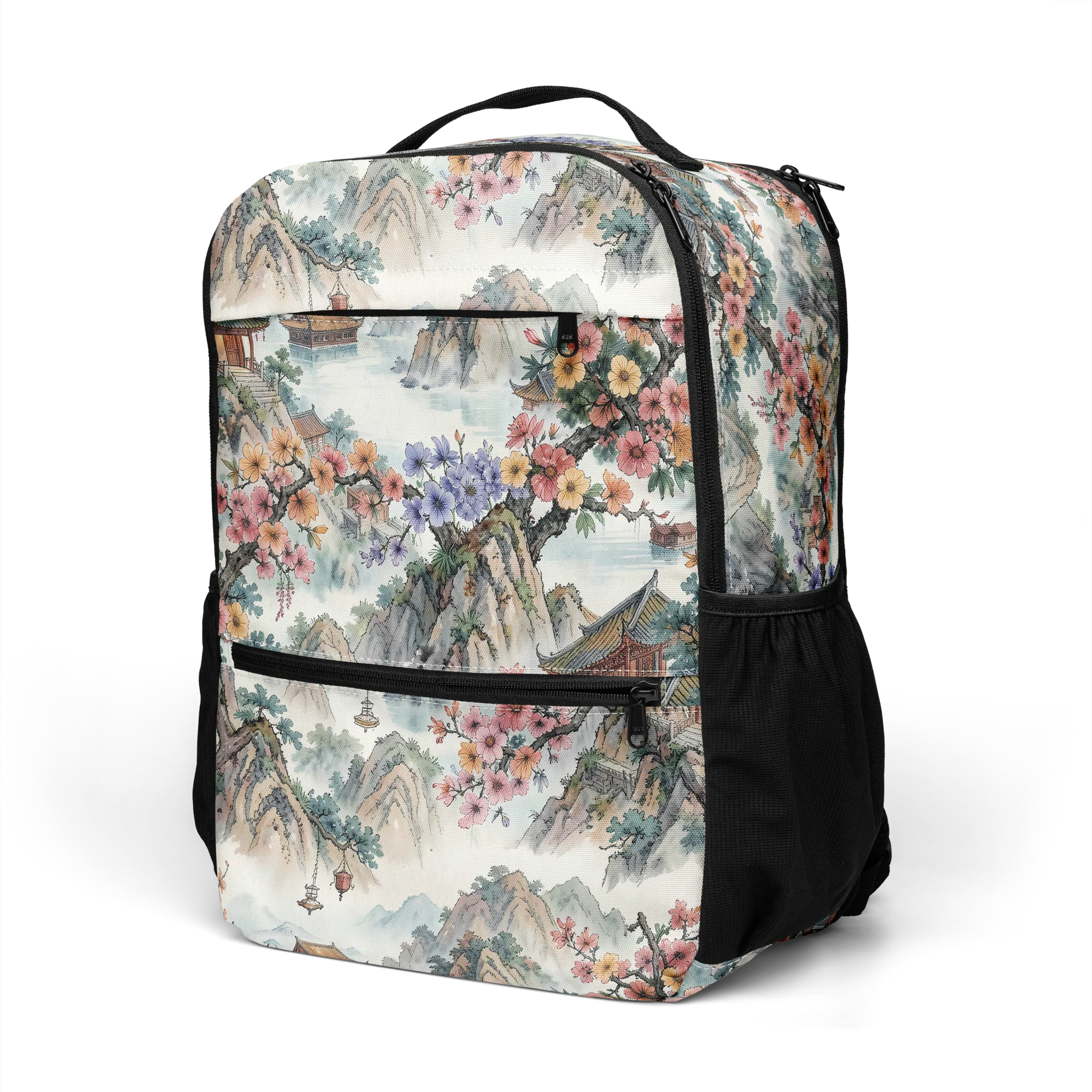Jade Mountain Blossom on Utility Backpack — Left Front