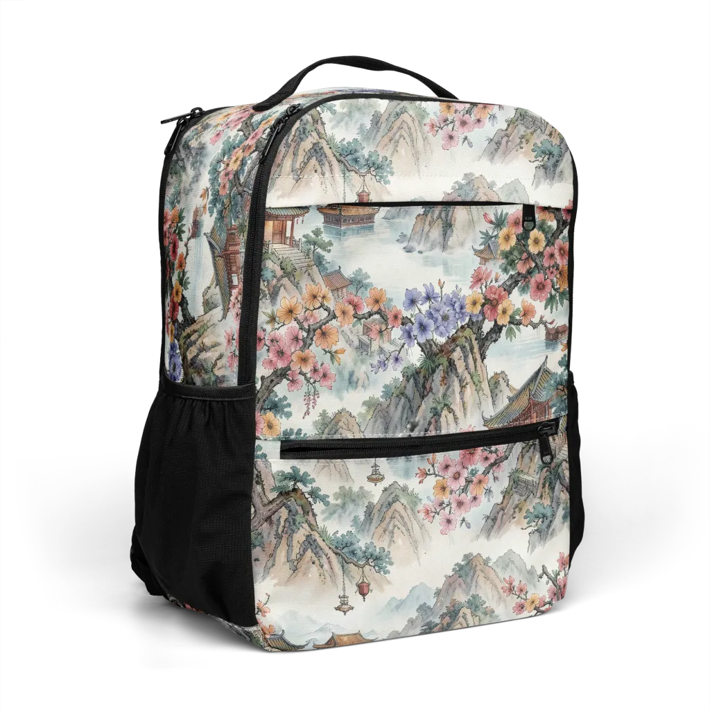 Jade Mountain Blossom on Utility Backpack — Right Front
