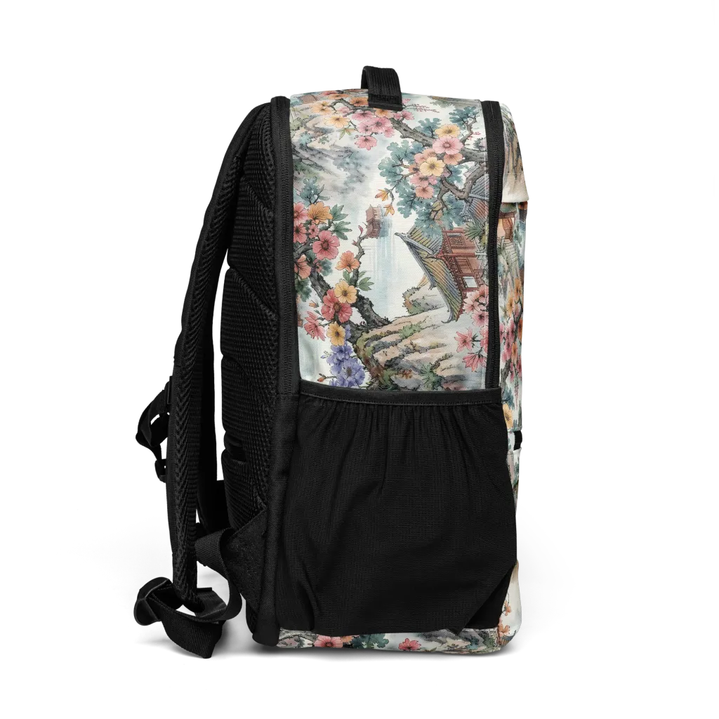 Jade Mountain Blossom on Utility Backpack — Right