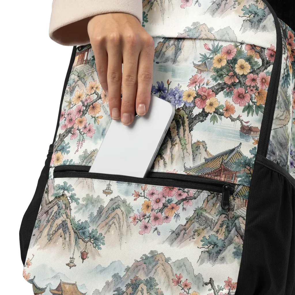 Jade Mountain Blossom on Utility Backpack — Product details