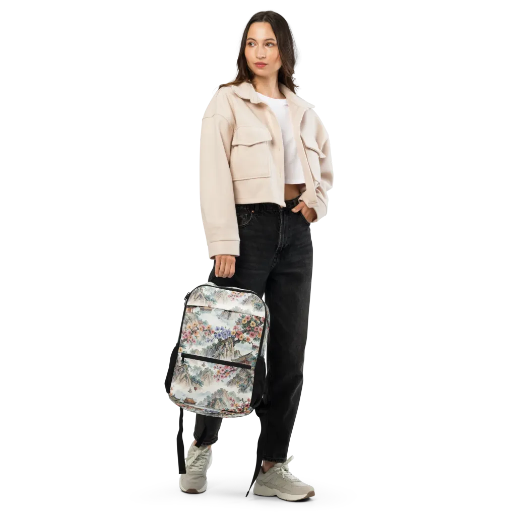 Jade Mountain Blossom on Utility Backpack — Front