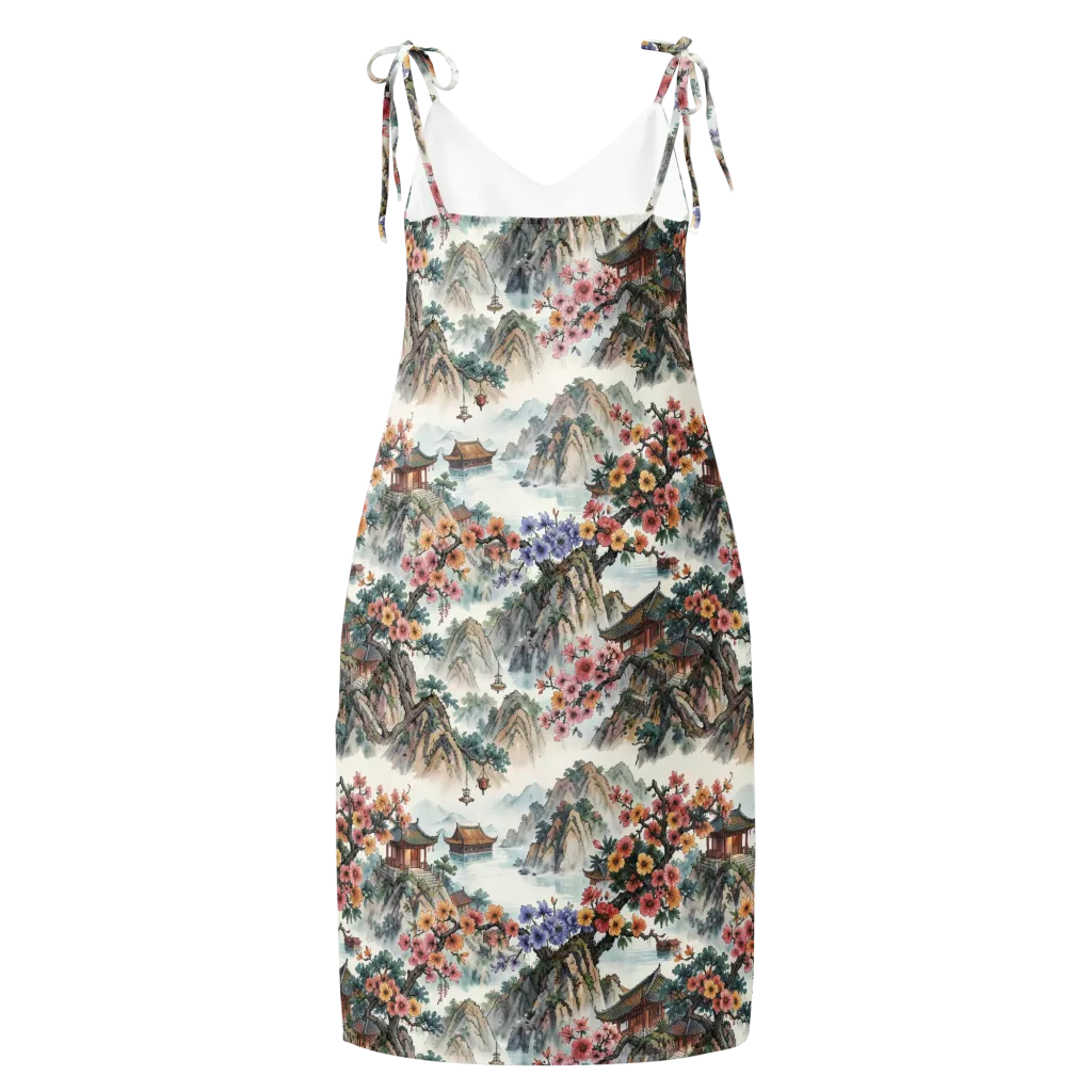 Jade Mountain Blossom on Slip Dress — Back