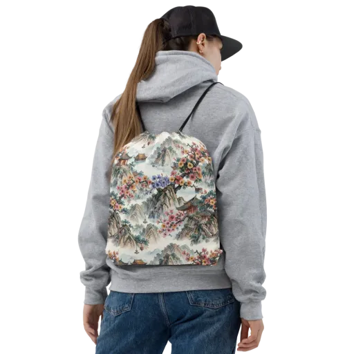Jade Mountain Blossom on a Drawstring Bag