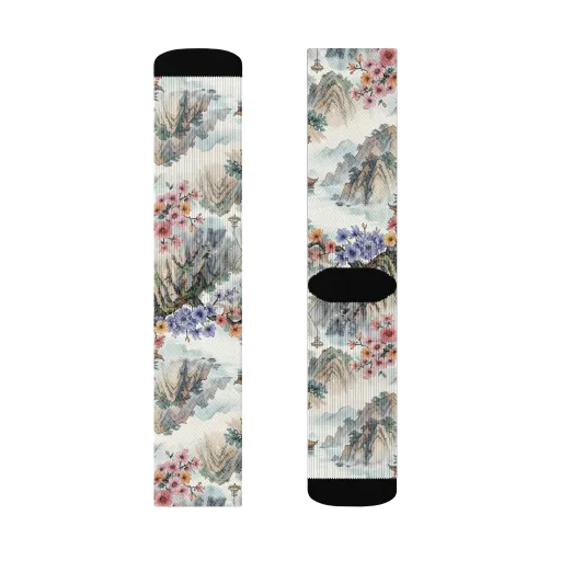 Jade Mountain Blossom on a Socks