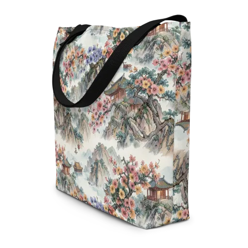 Jade Mountain Blossom on a Large Tote Bag W/ Pocket