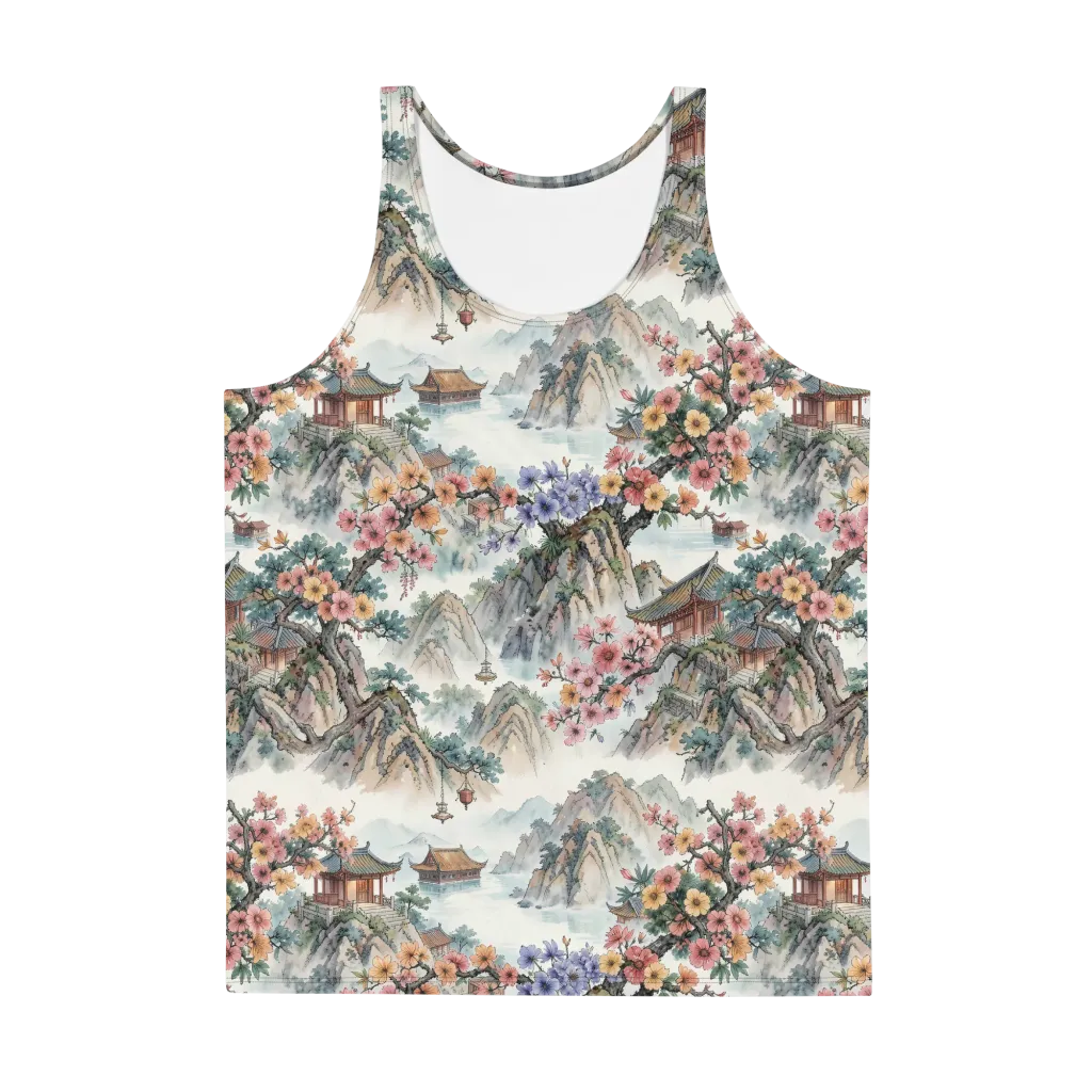 Jade Mountain Blossom on Men's Tank Top — Front