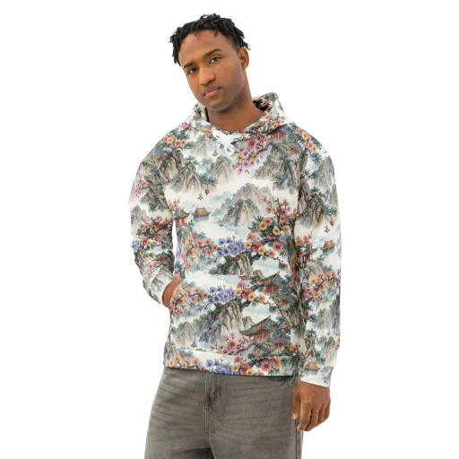 Jade Mountain Blossom on a Cotton Hoodie