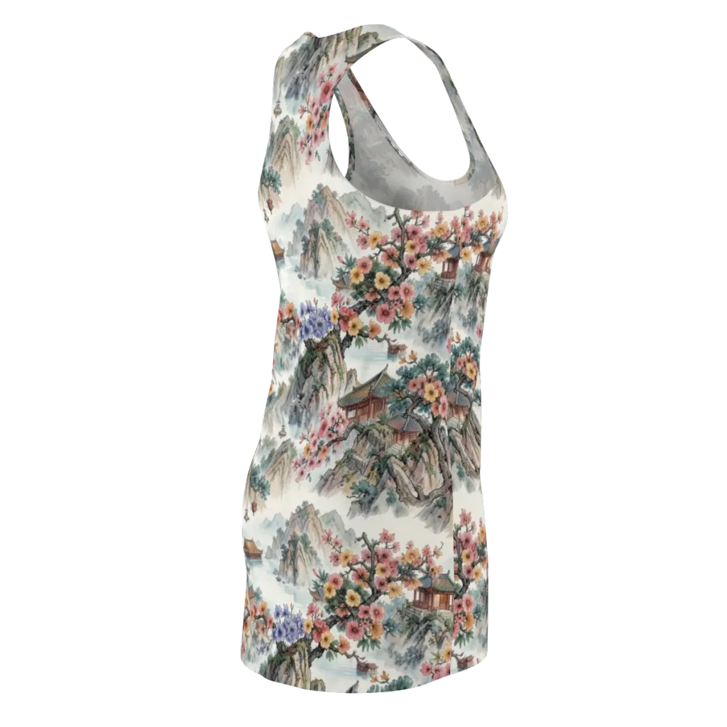 Jade Mountain Blossom on Racerback Dress — Back Side