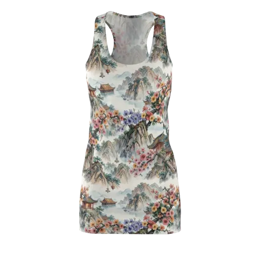 Jade Mountain Blossom on a Racerback Dress