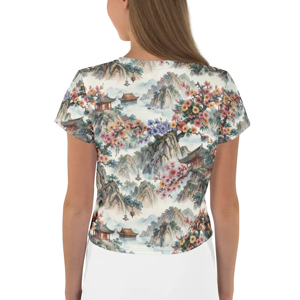 Jade Mountain Blossom on Crop Tee — Back