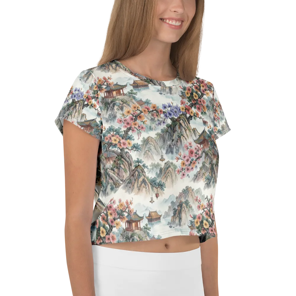 Jade Mountain Blossom on Crop Tee — Right