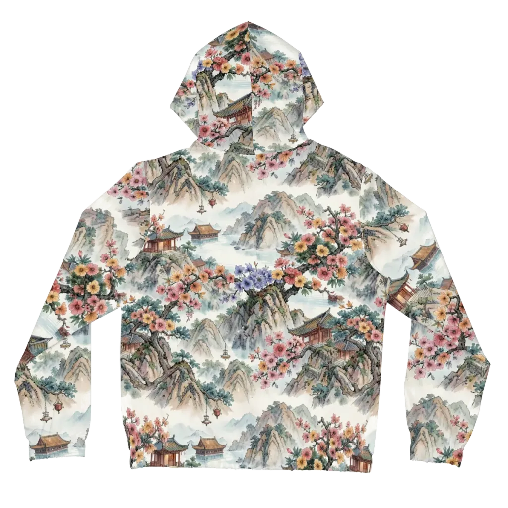 Jade Mountain Blossom on Women's Full-Zip Hoodie — Back