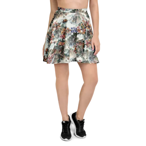 Jade Mountain Blossom on a Skater Skirt