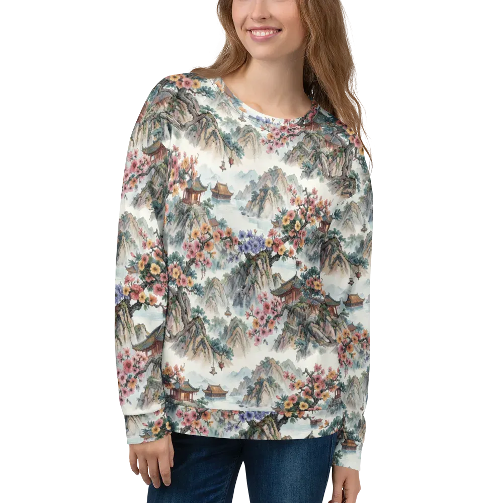Jade Mountain Blossom on Sweatshirt — Front