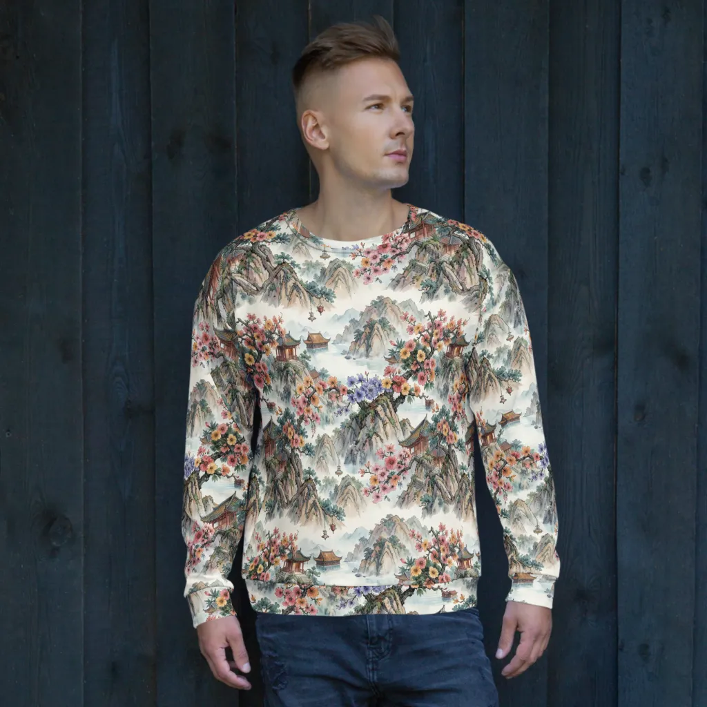 Jade Mountain Blossom on Sweatshirt — Front