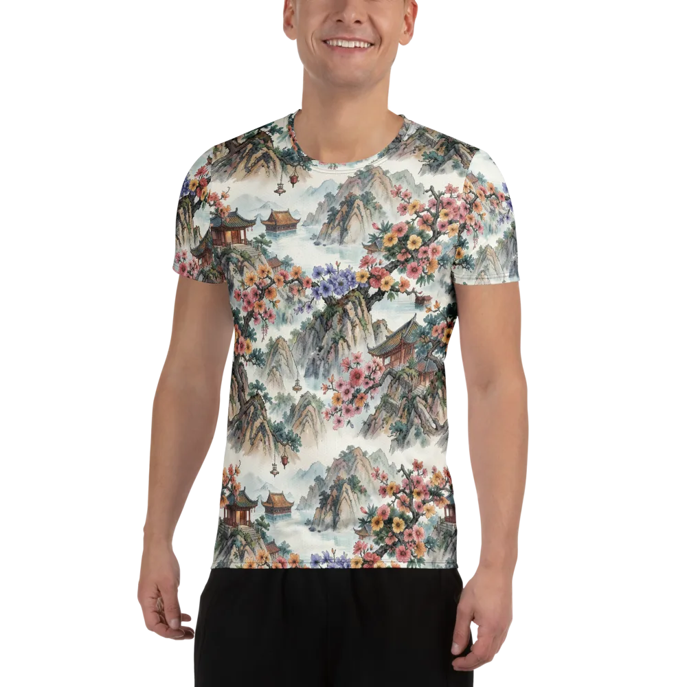 Jade Mountain Blossom on Men's Athletic T-Shirt — Front