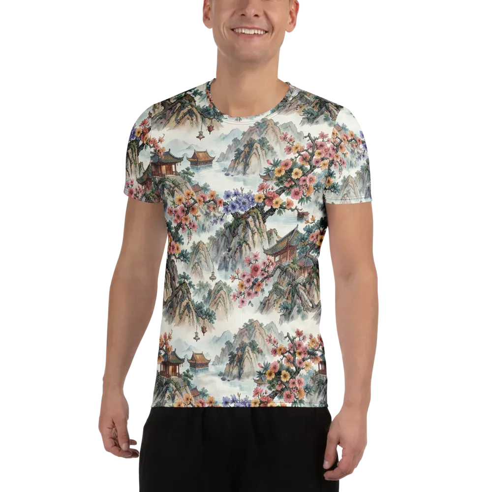 Jade Mountain Blossom on Men's Athletic T-Shirt — Front
