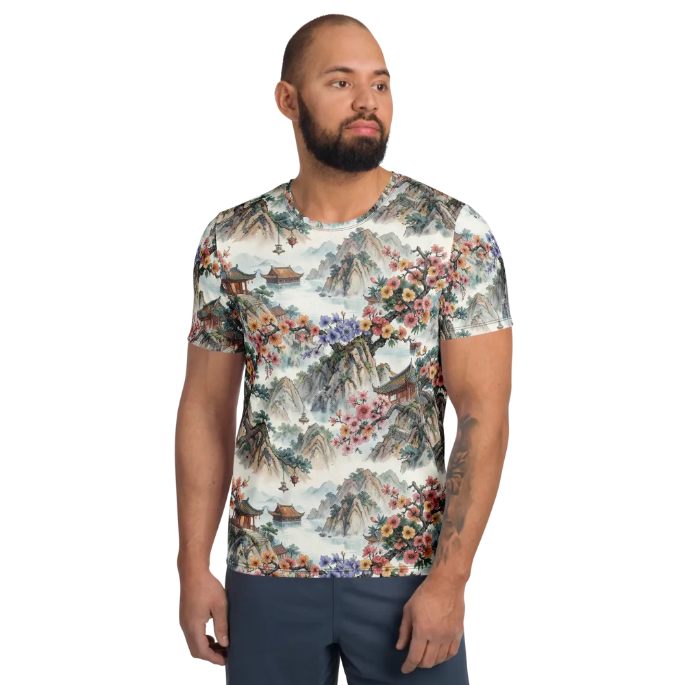 Jade Mountain Blossom on Men's Athletic T-Shirt — Front