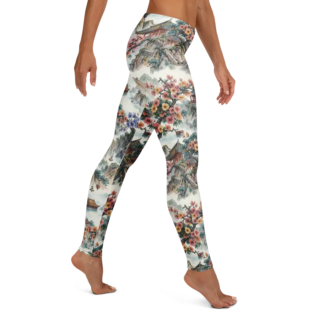 Jade Mountain Blossom on Leggings — Right