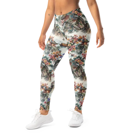 Jade Mountain Blossom on a Leggings