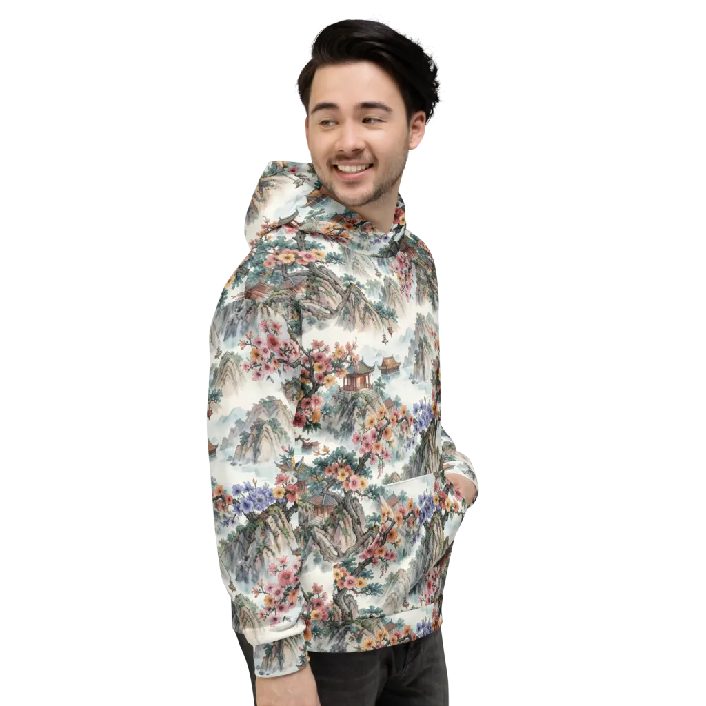 Jade Mountain Blossom on Hoodie — Right