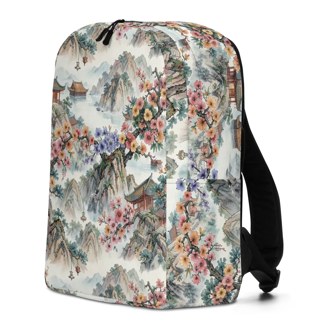 Jade Mountain Blossom on Minimalist Backpack — Left