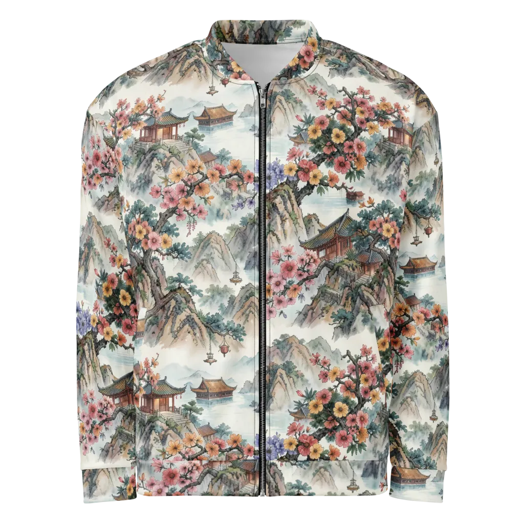 Jade Mountain Blossom on Bomber Jacket — Front